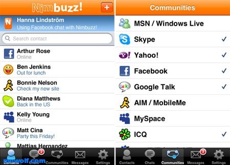 nimbuzz برنامج الشات Nimbuzz مع دخول متعدد على الياهو والهوتميل والفيس بوك لاجهزة الجيل الخامس 
